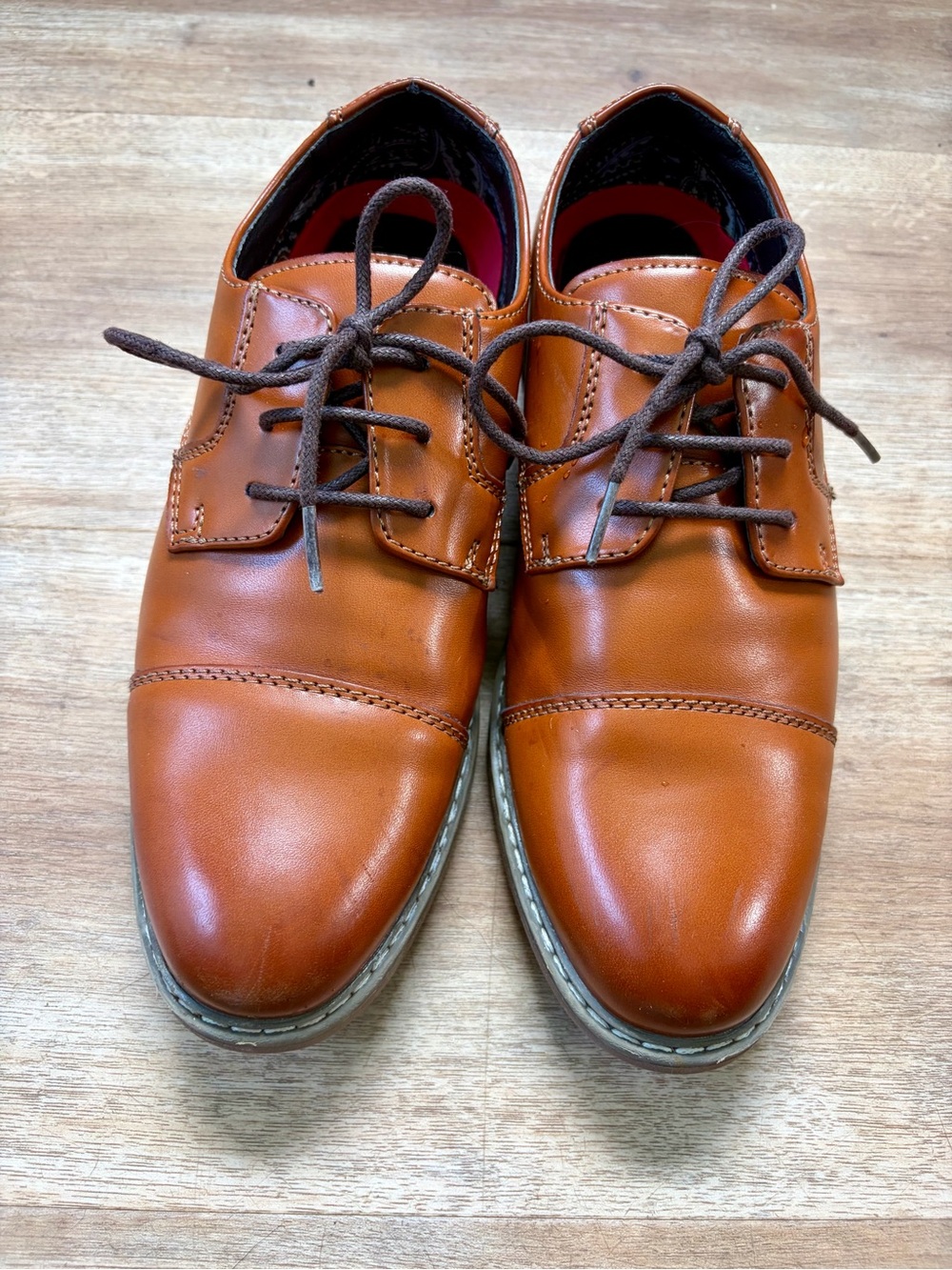 Bruno Marc Boys Brown Leather Cap-Toe Derby Dress Shoes 4